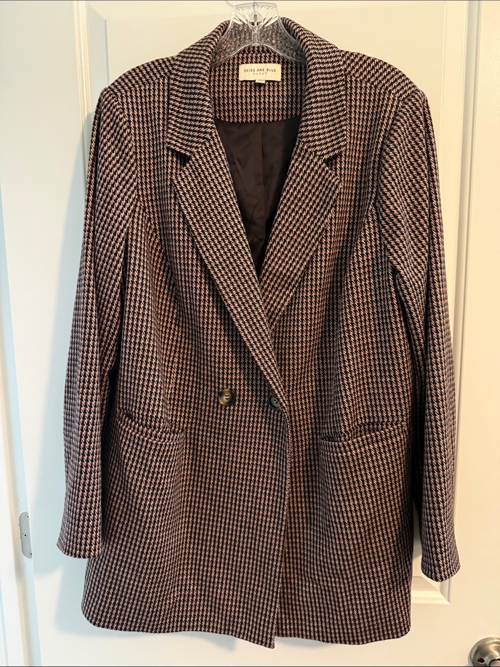 Houndstooth Blazer Curvy Fit – Skies Are Blue Work Jacket Business Casual